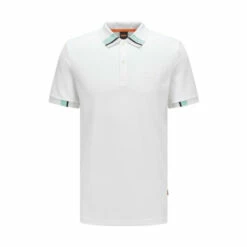 BOSS White PeDetail Polo Shirt -BOSS Shop unnamed file 1040
