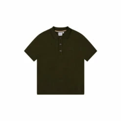 BOSS Short Sleeved Logo Cotton Polo Shirt Khaki Green