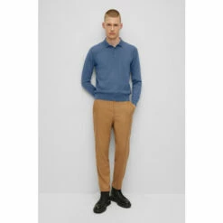 BOSS Bono Long Sleeve Knitted Polo Shirt Silver -BOSS Shop unnamed file 1064