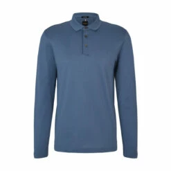 BOSS Bono Long Sleeve Knitted Polo Shirt Silver -BOSS Shop unnamed file 1065