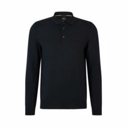 BOSS Bono Long Sleeve Knitted Polo Shirt Silver -BOSS Shop unnamed file 1067