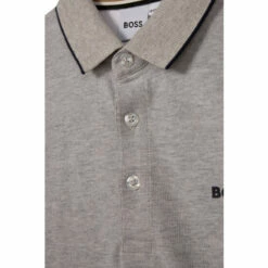 BOSS Grey Long Sleeved Logo Polo Shirt -BOSS Shop unnamed file 1071
