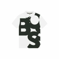 BOSS White Large Logo Printed Polo Shirt