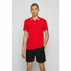 BOSS Mens Red PeDetail Polo Shirt -BOSS Shop unnamed file 1192
