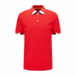 BOSS Mens Red PeDetail Polo Shirt -BOSS Shop unnamed file 1195