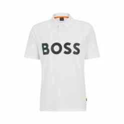 BOSS White Big Logo Polo Shirt