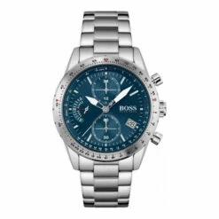 BOSS Gents Silver Tone Pilot Edition Chrono Watch