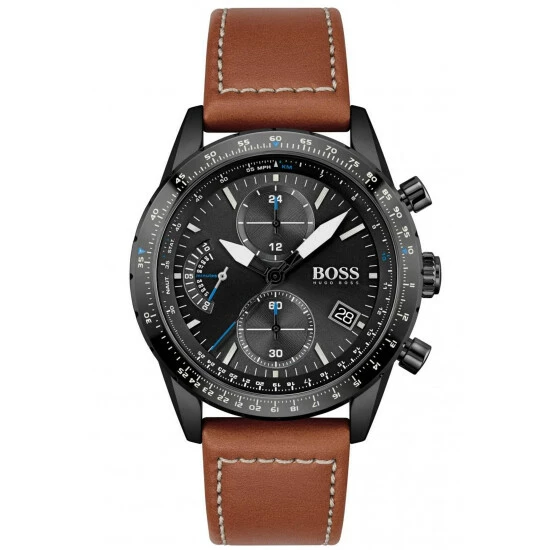 BOSS Gents Pilot Edition Chrono Brown Watch 3 BOSS Gents Pilot Edition Chrono Brown Watch