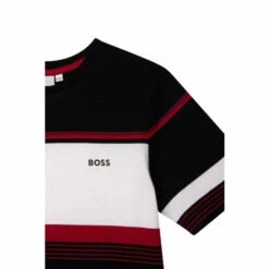 BOSS Short Sleeved Striped Logo T-Shirt White -BOSS Shop unnamed file 235