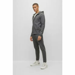 BOSS Grey Saggy Curved Zip Through Hoodie -BOSS Shop unnamed file 2555