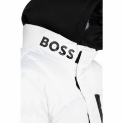 BOSS White Hooded Longline Logo Puffer Jacket -BOSS Shop unnamed file 3247
