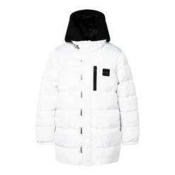 BOSS White Hooded Longline Logo Puffer Jacket -BOSS Shop unnamed file 3248