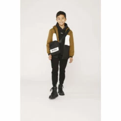 BOSS Black And Beige Colourblock Zip Up Hooded Logo Jacket