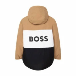 BOSS Black And Beige Colourblock Zip Up Hooded Logo Jacket -BOSS Shop unnamed file 3399