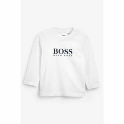 BOSS White Logo Long Sleeve TShirt