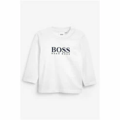 BOSS White Logo Long Sleeve TShirt -BOSS Shop unnamed file 360