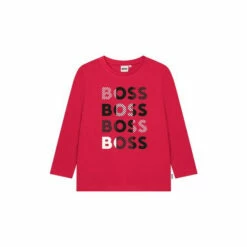 BOSS Red Long Sleeved Logo T-Shirt -BOSS Shop unnamed file 419