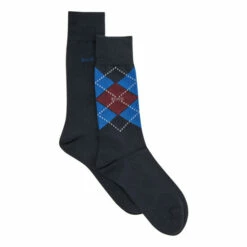 BOSS Blue Argyle Socks 2 Pack