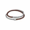 BOSS Blended Leather And Stainless Steel Bracelet
