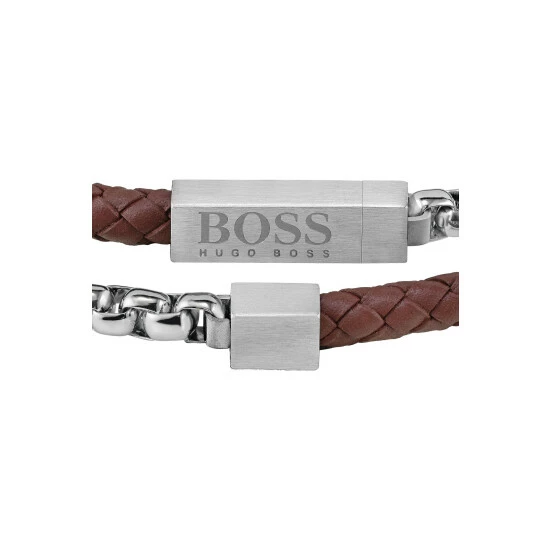 BOSS Blended Leather And Stainless Steel Bracelet 4 BOSS Blended Leather And Stainless Steel Bracelet - Image 2