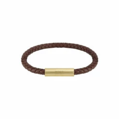 BOSS Brown Braided Leather Bracelet