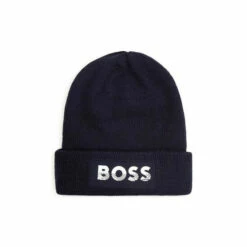 BOSS Logo Knitted Beanie Hat Navy Blue -BOSS Shop unnamed file 5327