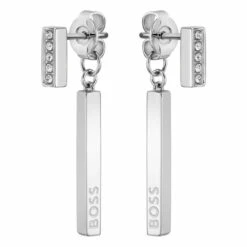 BOSS Silver Tone Saya Stud Earrings