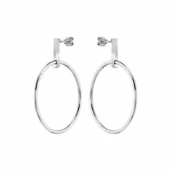 BOSS Signature Silver Tone Hoop Earrings