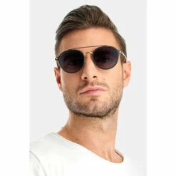 BOSS Black/Gold Round Brow Bar Sunglasses -BOSS Shop unnamed file 5833