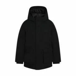 BOSS Logo Hooded Parka Coat Black
