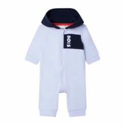 BOSS Baby Pale Blue Logo Hooded Romper
