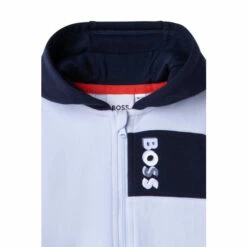 BOSS Baby Pale Blue Logo Hooded Romper -BOSS Shop unnamed file 5970