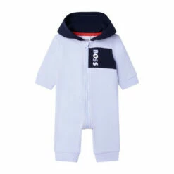 BOSS Baby Pale Blue Logo Hooded Romper -BOSS Shop unnamed file 5971