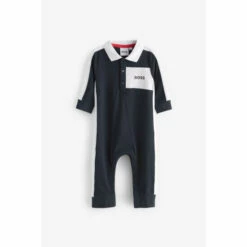 BOSS Baby Navy Blue Logo Collar Romper