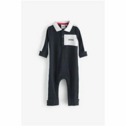 BOSS Baby Navy Blue Logo Collar Romper -BOSS Shop unnamed file 5975