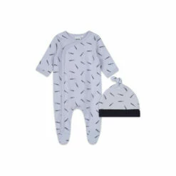 BOSS Baby Pale Blue Logo Printed Sleepsuit Set -BOSS Shop unnamed file 6003