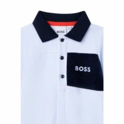 BOSS Baby Pale Blue Velour Logo Sleepsuit -BOSS Shop unnamed file 6059