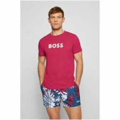 BOSS Mens Pink UV Logo T-Shirt -BOSS Shop unnamed file 742